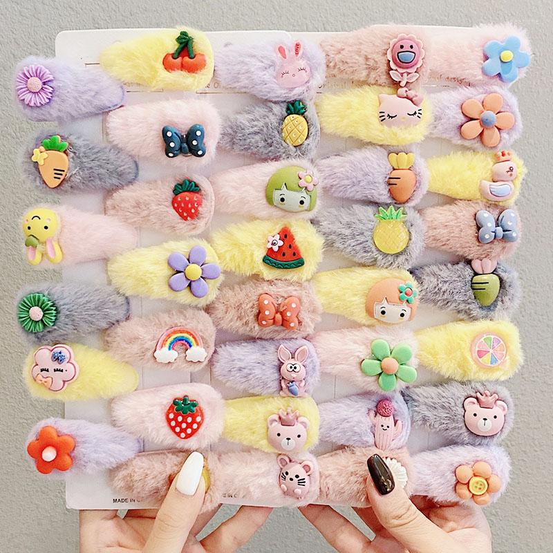 

Hair Accessories 5PCS/Set Winter Girls Cute Cartoon Soft Plush Hairpins Kids Sweet Clips Headband Barrettes Fashion, 10