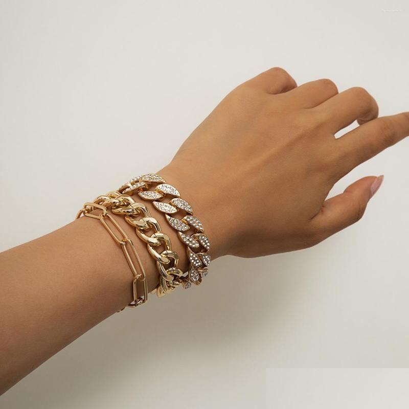 

Chain Link Bracelets Bohemian Luxury Shiny Crystal Bracelet Womens Retro Personality Creative Hollow Gold Color Metal Premium Girl J Dhgrl