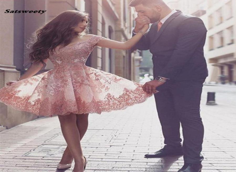 

2023 Homecoming Dresses Custom Made Aline Off The Shoulder Knee Length Tulle Appliques Lace Elegant Cocktail Dresses8945374, Lilac