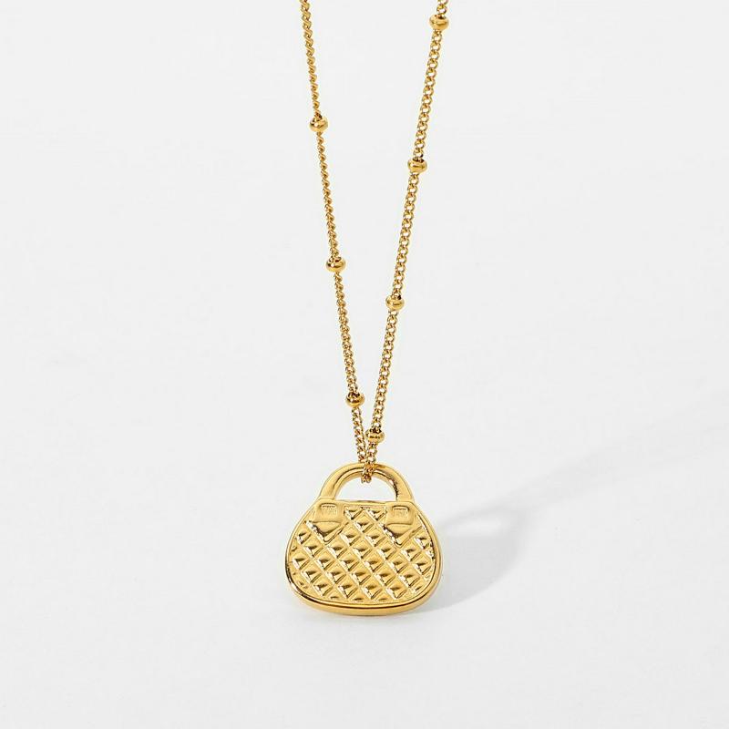 

Pendant Necklaces Unique Ladies Bag Design Necklace For Women 18K Gold Plated Stainless Steel Chokers Jewelry Accessories