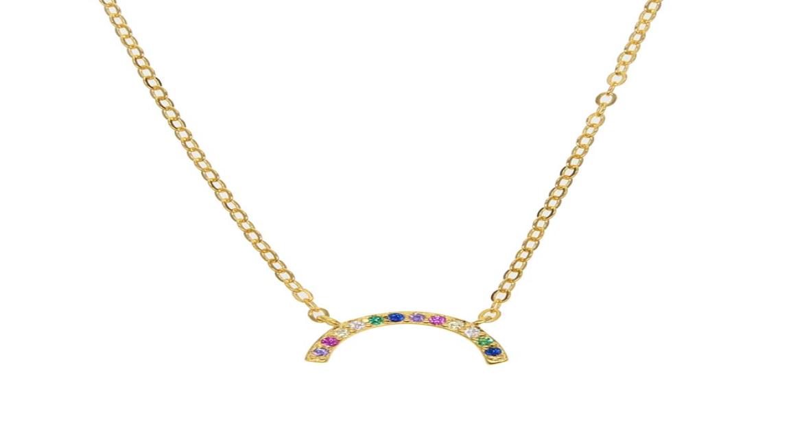 

Guarantee 925 sterling silver rainbow necklace fits pandora fashion jewelry vermeil gold plated simple necklaces5065654