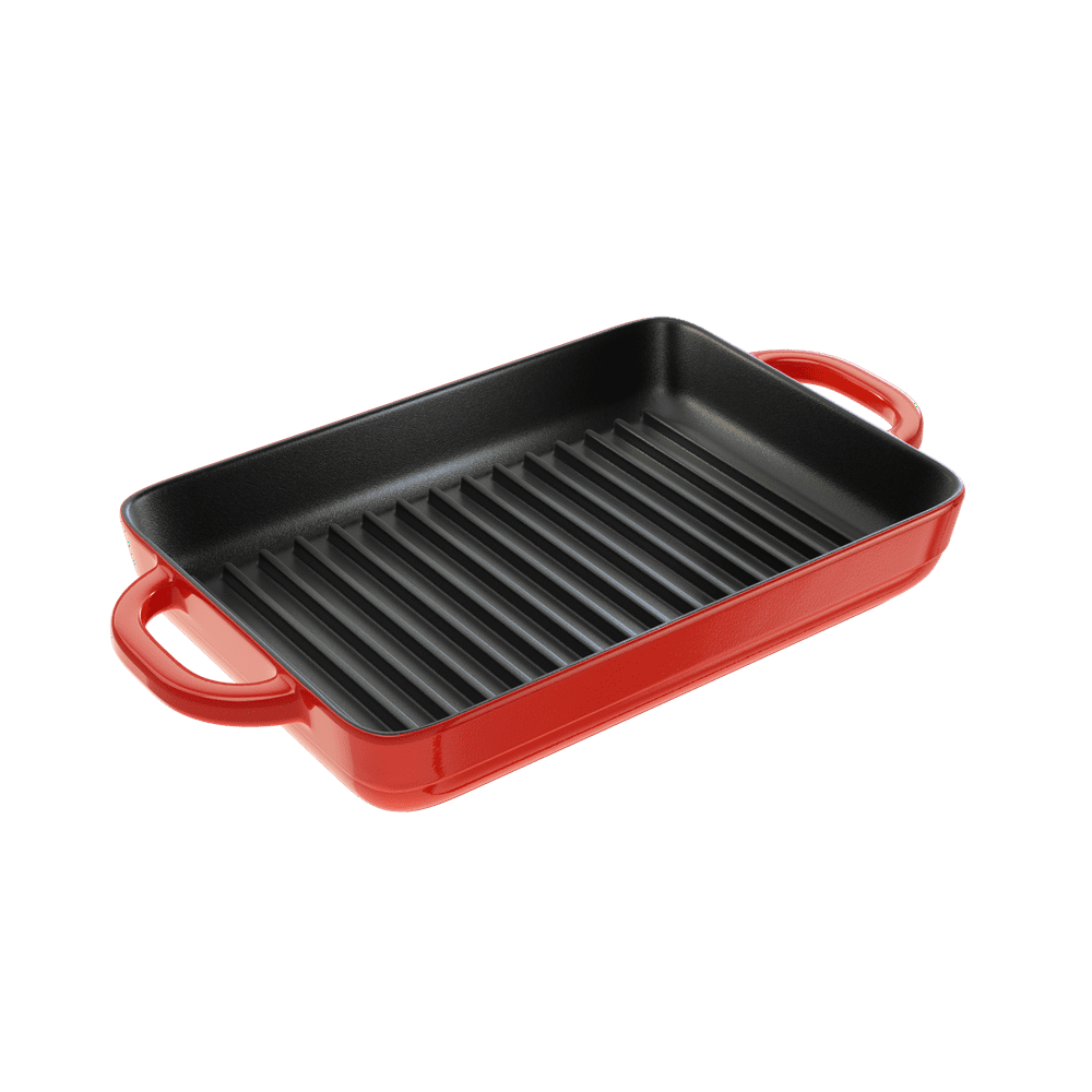 

Lodge Cast Iron Enameled Cast Iron Grill Pan, Red