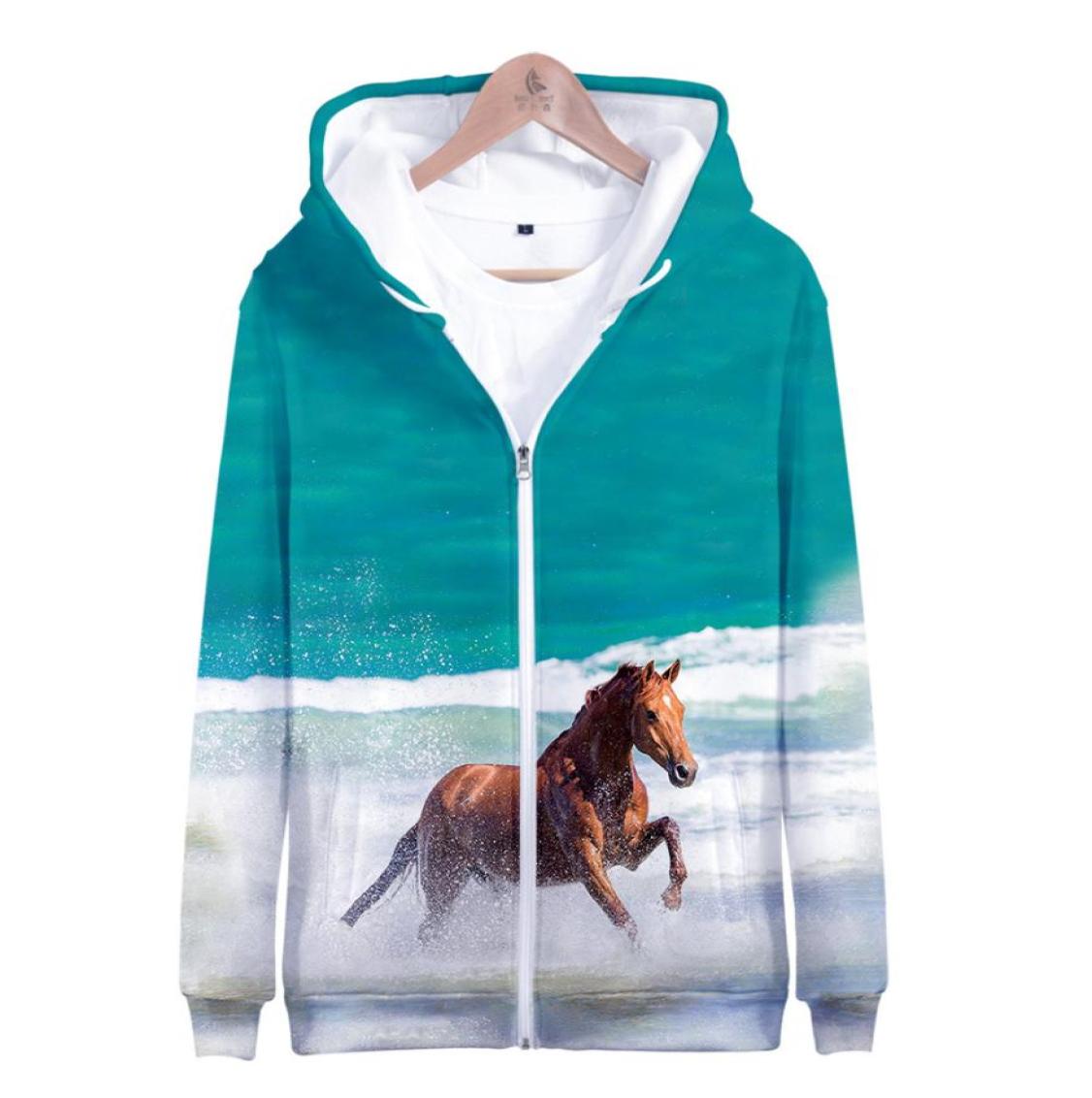 

Animal Horse 3D Print Zip Up Hoodie Women Men Harajuku Sweatshirt Streetwear Hip Hop Zipper Hooded Jacket Casual Sportswear3953100, Multi