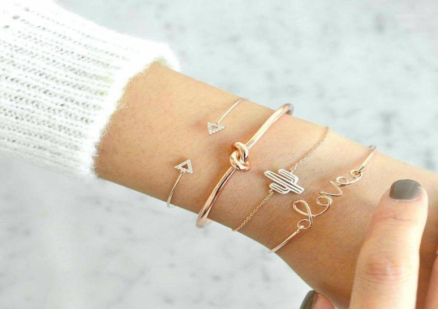 

Pcsset Vintage Cactus Letter Love Knot Crystal Triangle Bracelet Set Women Charm Party Wedding Jewelry Accessories Bangle3273449