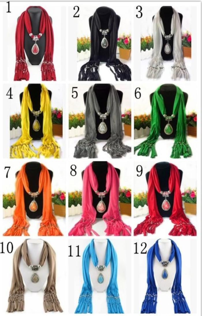 

Scarf Jewelry with Gemstone Resin Waterdrop Pendant Scarves Tassel Alloy Jewelry scarf Jewellery Fashion Charms Necklace Mix Color9325576