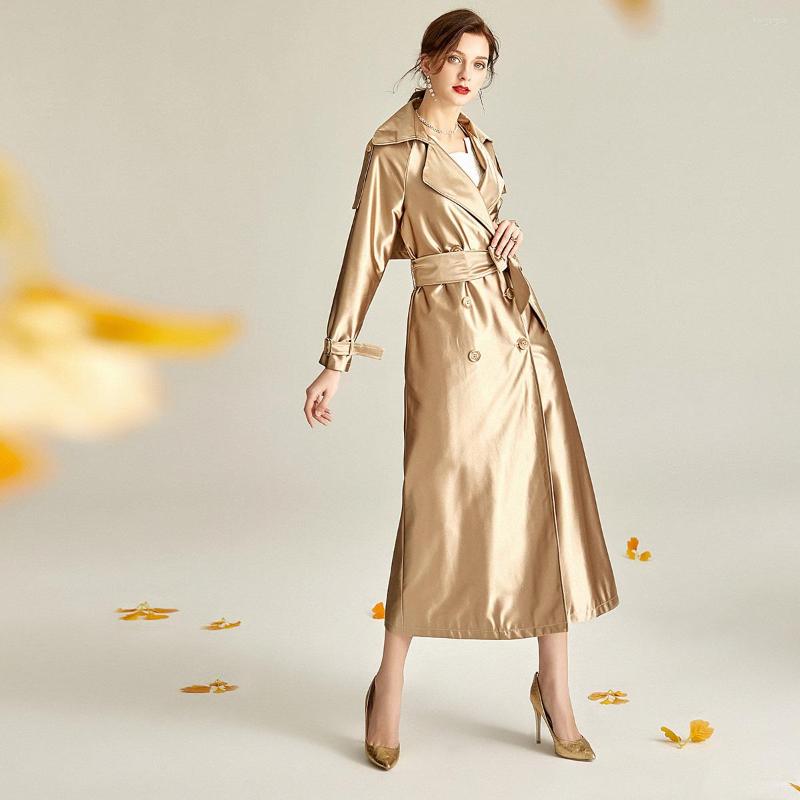 

Women' Trench Coats Korean Style Fall Spring Womens Elegant Purple Extra Long Coat Double Breasted 3xl Windbreaker For Woman Clothes, Khaki