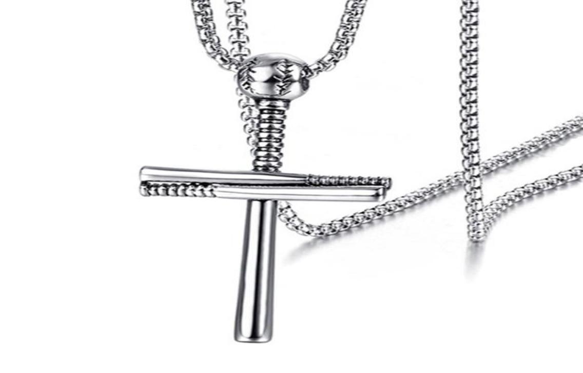 

12PCS European and American outdoor baseball cross pendant necklace Fashion personality Man039s accessories 3color3808011