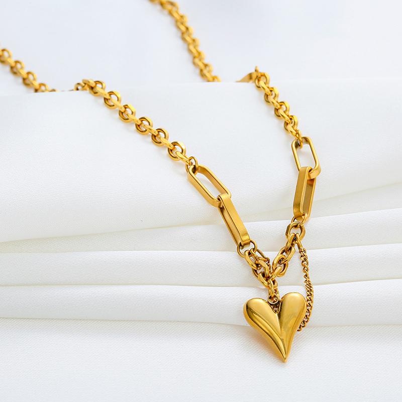 

Pendant Necklaces YAOLOGE 316L Stainless Steel Gold Color Heart Necklace For Women Thick Chain Chokers 2023 Trend Fashion Party Gift Jewelry