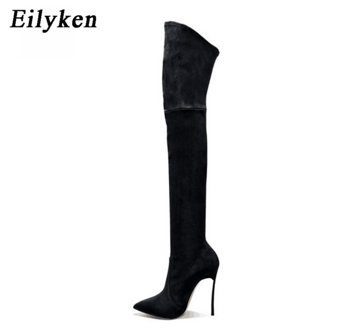 

Eilyken 2022 Winter Women Boots Stretch Fabric Thigh High Boots Fashion Over the Knee Boots High Heels Shoes Woman Sewing 2202144462530, Brown