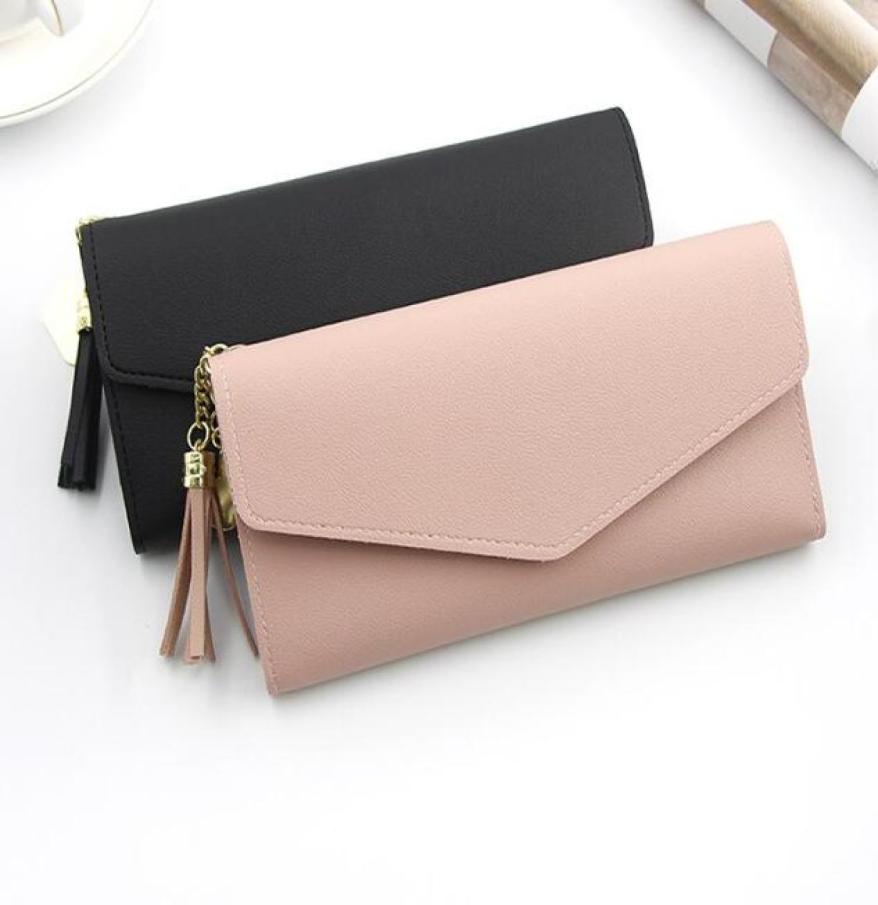 

HPB New Women Leather Wallet Lady Long Purse Tassel Clutch bags Card bag Coin Purse black8763690, Pink