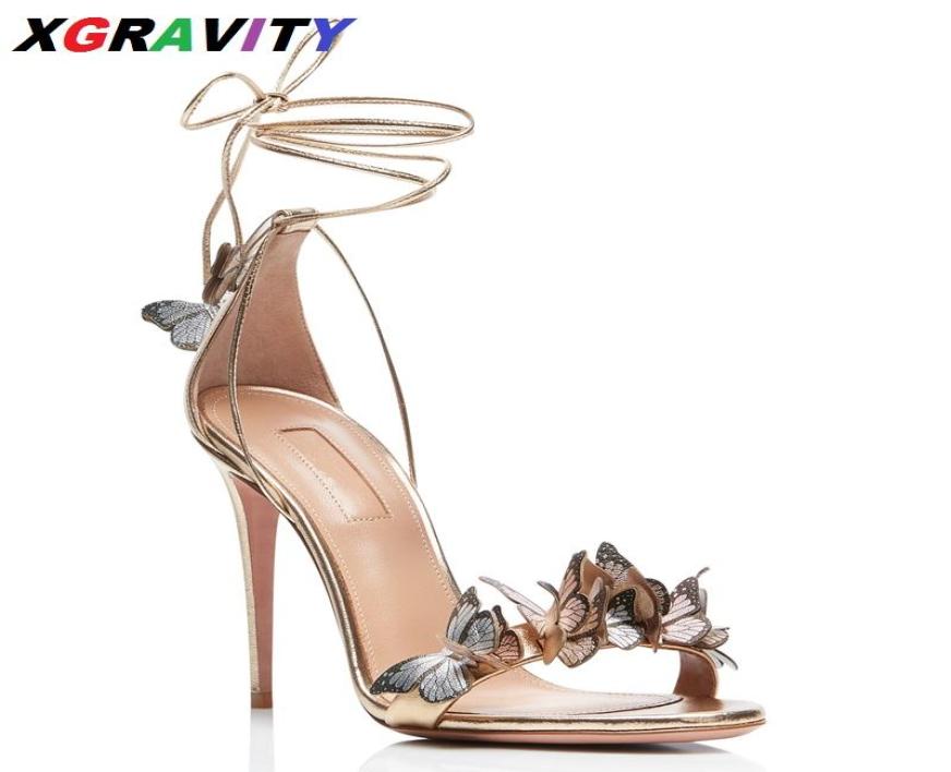 

Fashion Women Ankle Strap Sandals Red Bridal Summer Wedding Shoes Butterfly Decor High Heel Prom Pumps Gold Sandalias Dress5865444, Green