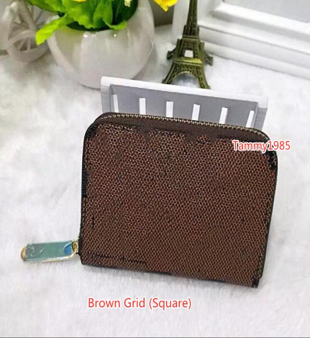 

Brown flower womens short wallet classic fashion luxury designer old flower Print women039s ID card bag candy color zipper pock8129497, Red