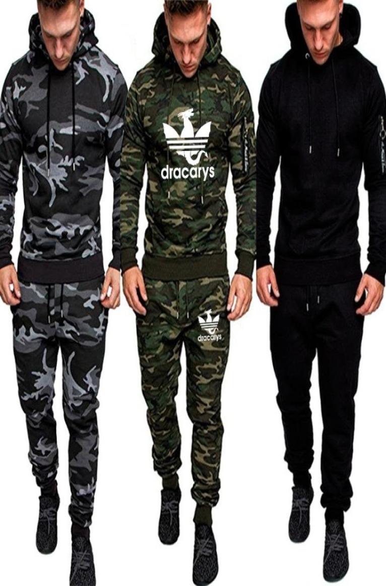 

Casual Joggers Mens Tracksuits 2 Pieces Sets Autumn HoodedPants Camouflage Suit Gym Zipper Sportswear Sweat Suits Men039s Clot3594913, Gray