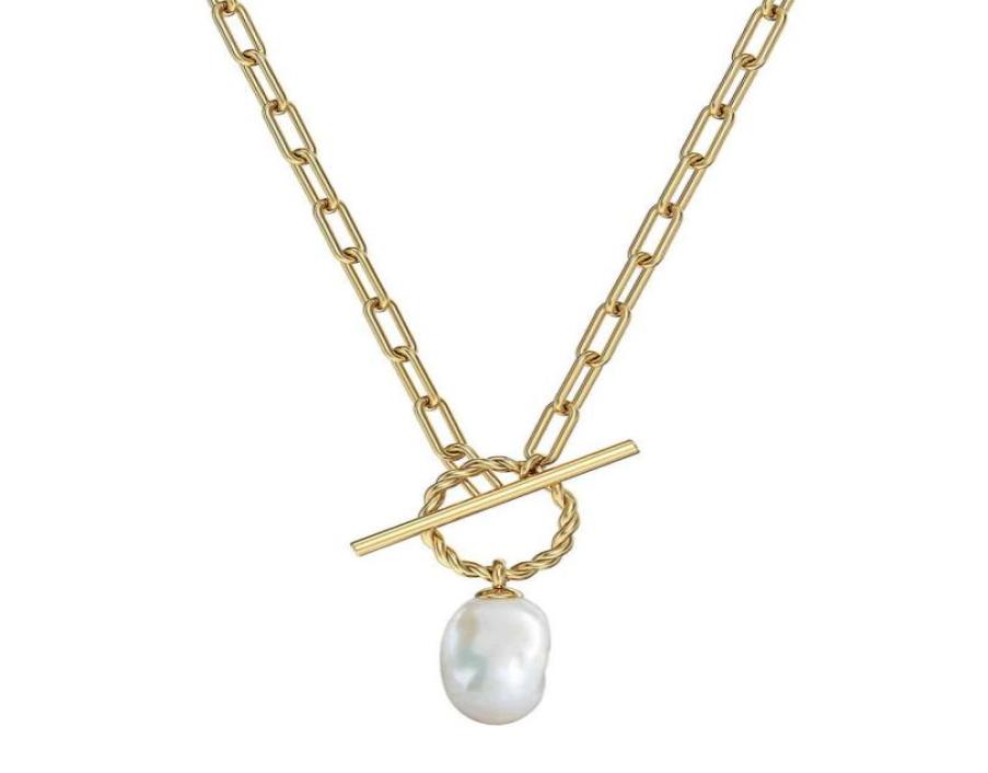 

T bar Gold Filled Choker Necklace Good Quality Womans 2021 Sell 14K Plated Stainls Steel Vintage Pearl Pendant Necklace25956424064061