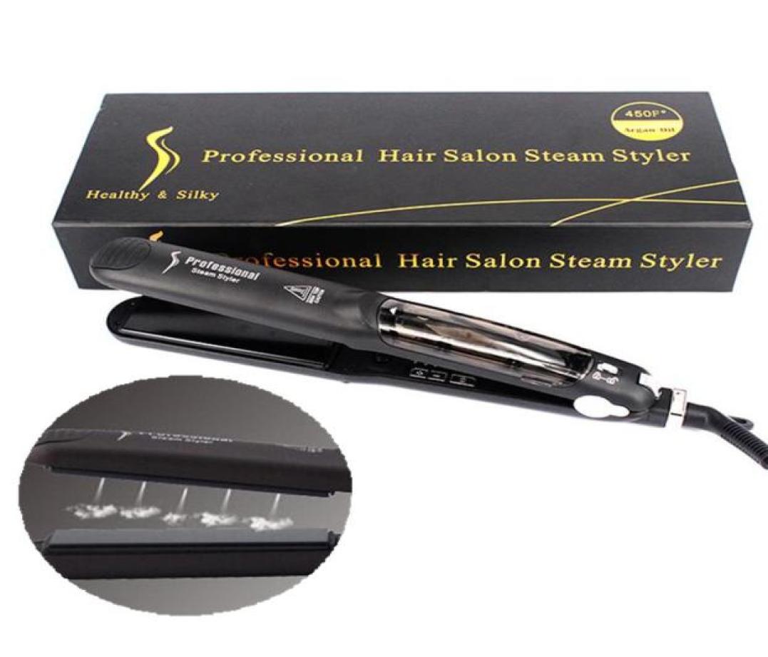 

Newest Hair Straightener Professional Hair Salon Steam Styler Flat Ceramics Organosilicon Hair Straightening Irons Flat Iron6699523