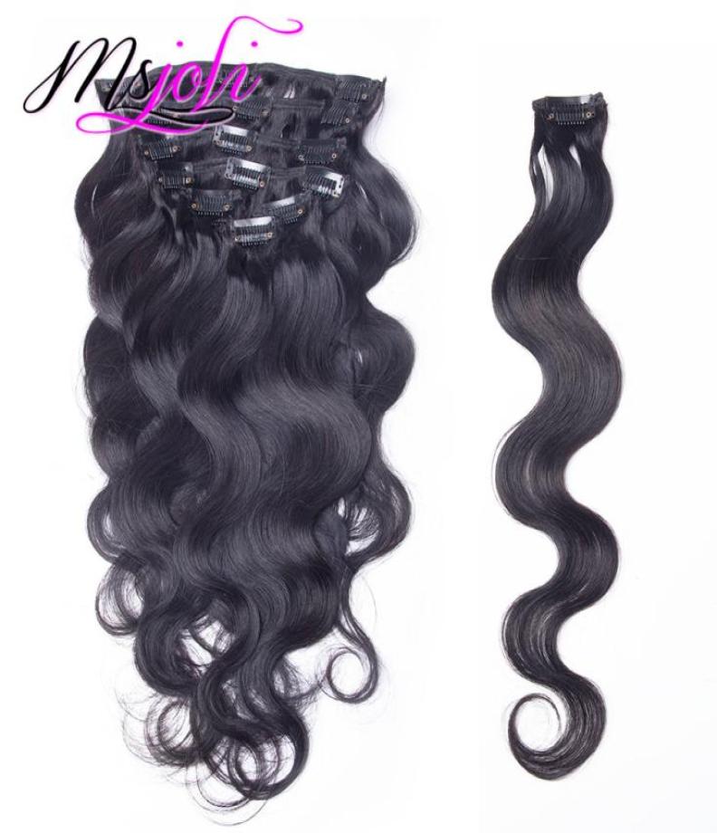 

9A Mongolian body wave 70G Virgin Human Hair Clip In Extension Full Head Natural Color 7Pcslot 1228 Inches From Ms Joli9562800
