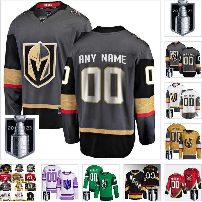 

2023 Stanley Cup Jerseys Custom Vegas Golden Knights Hockey NHLMy Jack Eichel Mark Stone William Karlsson Alex Pietrangelo Jonathan Marchessault Shea Theodore, Color