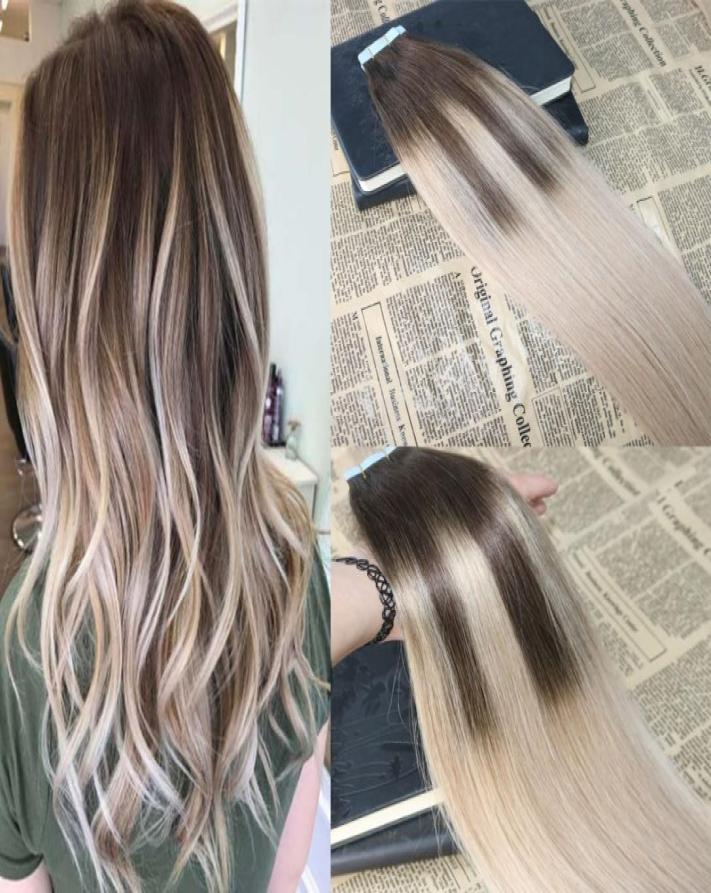 

Omber Tape in Hair Extensions 4 Fading to 18 Dip Dyed Glue in Remy Human Hair Extensions Balayage Tape on Extensions 40pcs100g2794658