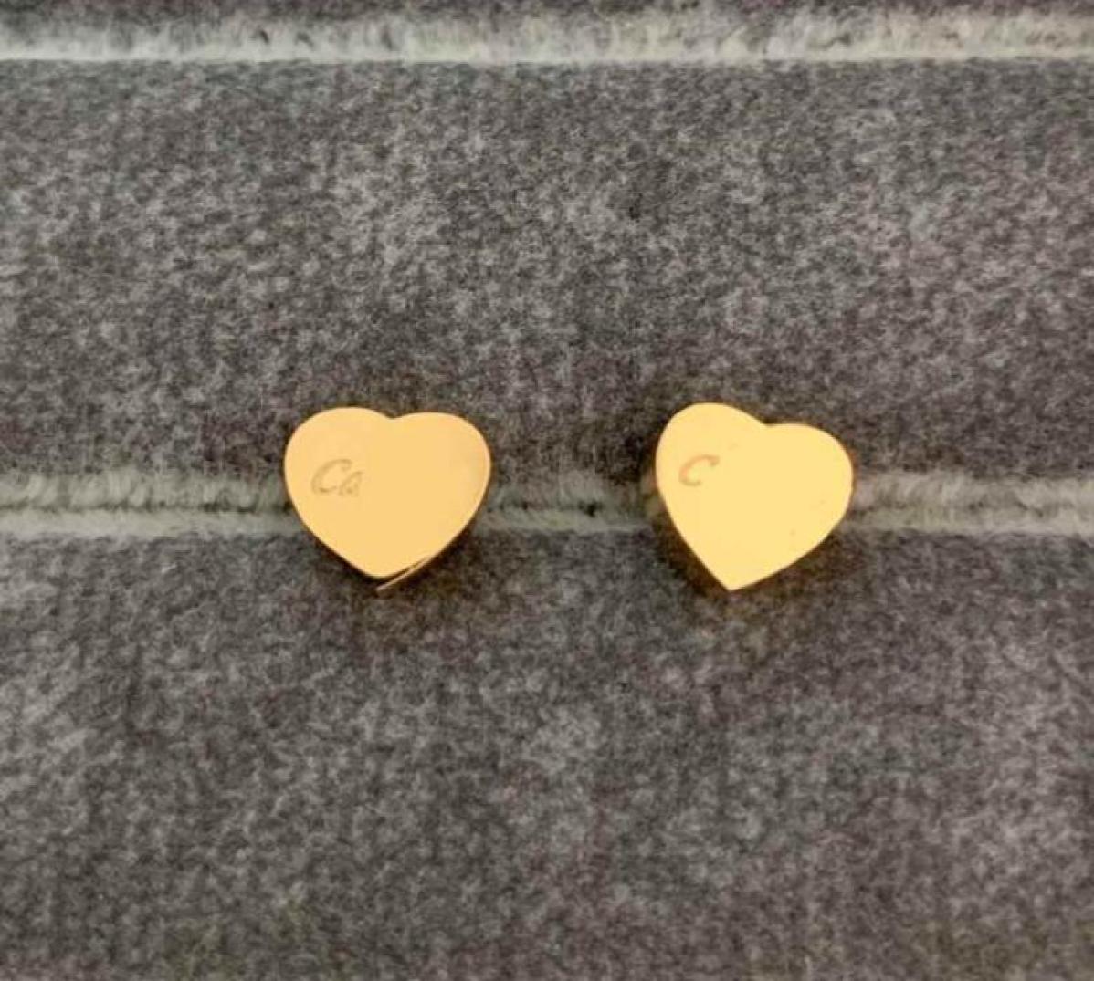 

2021 High Polished Classic Style Logo Printed Studs Small Size Gold Plated Designer Earring Stainless Steel Earrings For Women Jew1292317