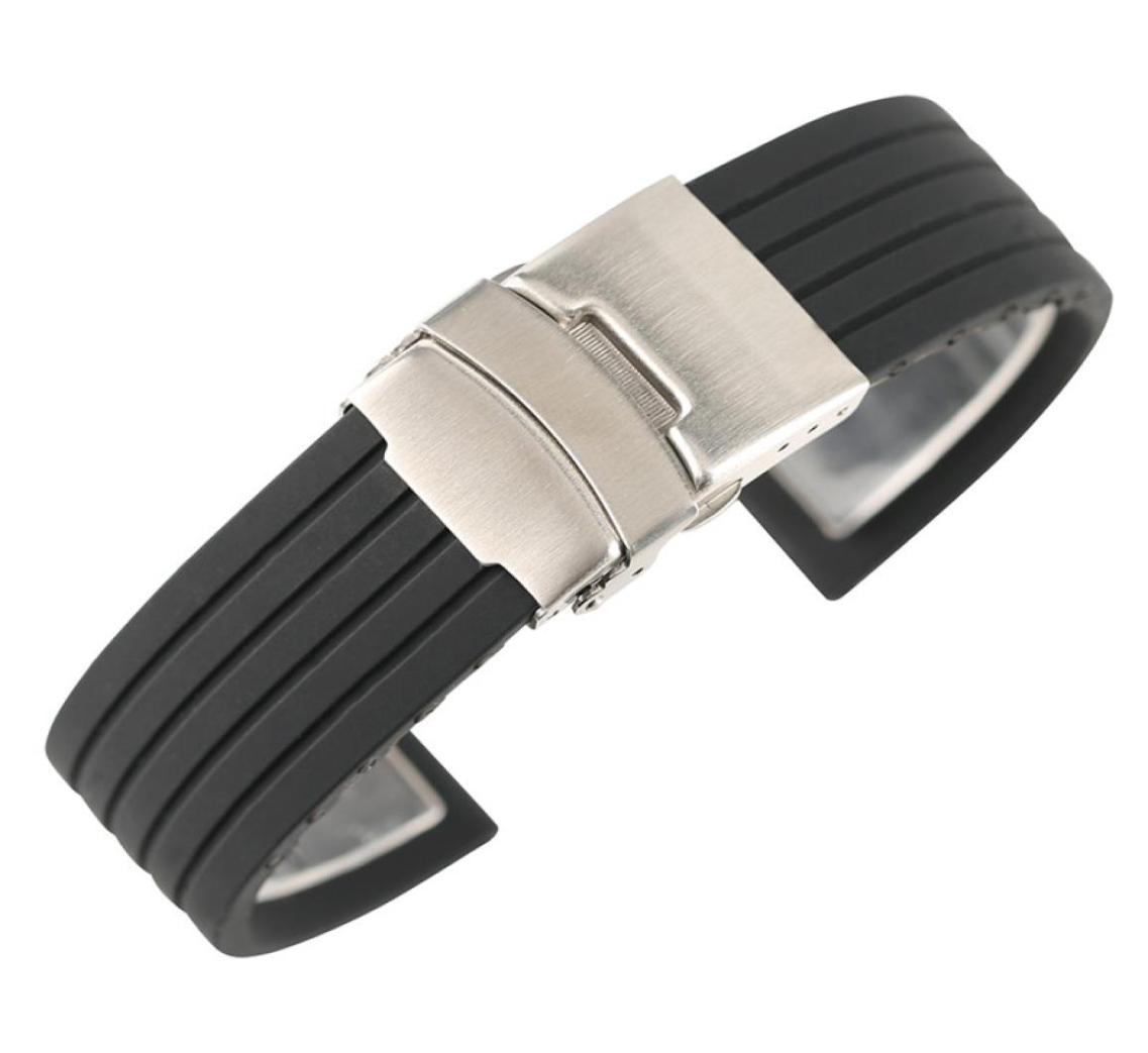 

18mm 20mm 22mm 24mm Black Silicone Watch Band Waterproof Rubber Replacement Strap Diver Sport Casual Bracelet Wristband Folding Cl6464531