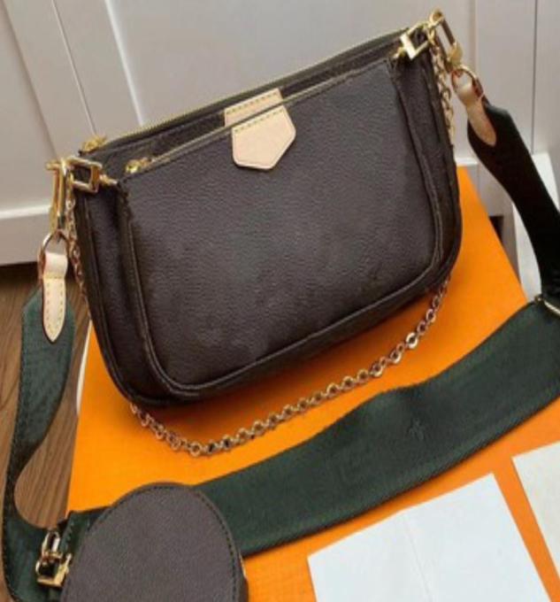 

classic MULTI POCHETTE bags brown flower gree pink strap crossbody 24cm shouder bag clutch Designer women shoulder purse4829647