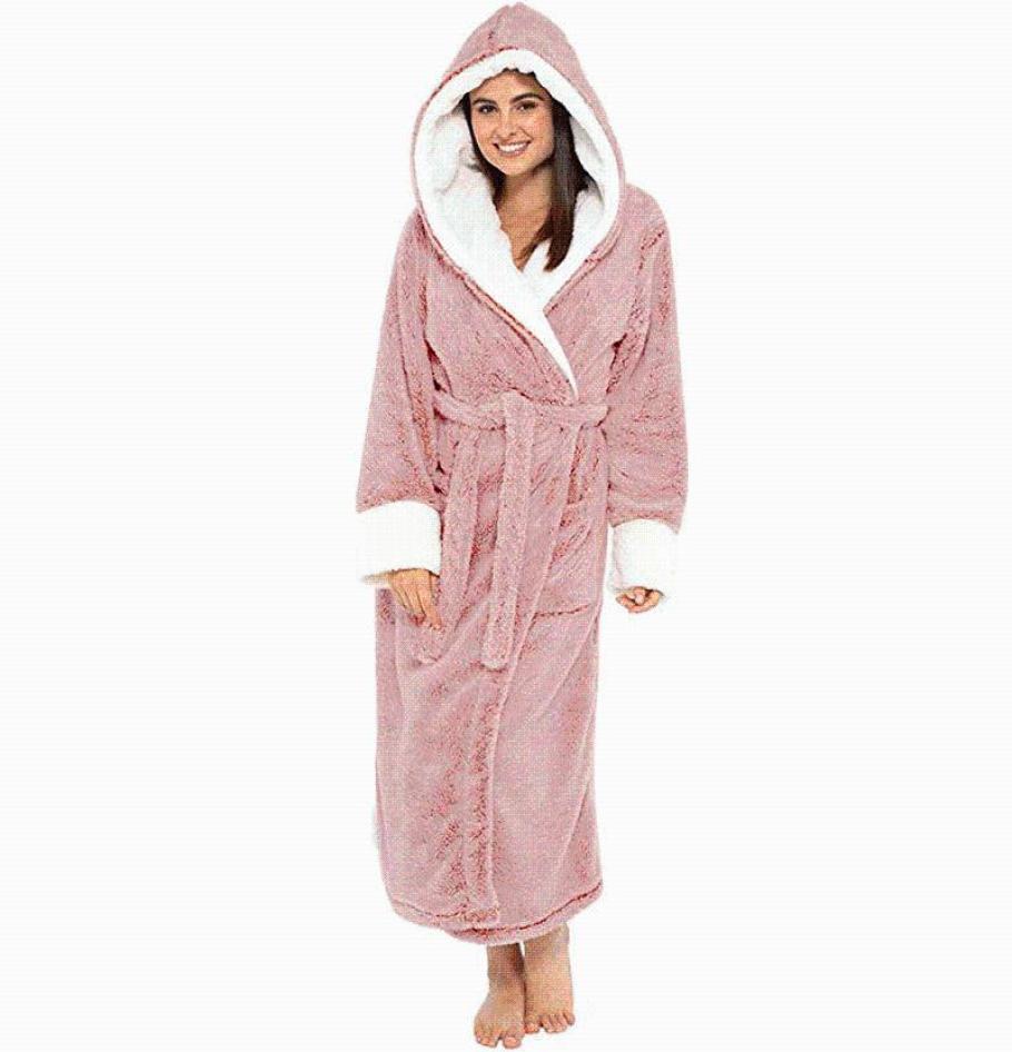 

Spring Autumn Winter sleepwear women039s robes S5XL Women039s bathrobes hooded Long sleeve Robe Niggown women homewear bath9489104, Pink
