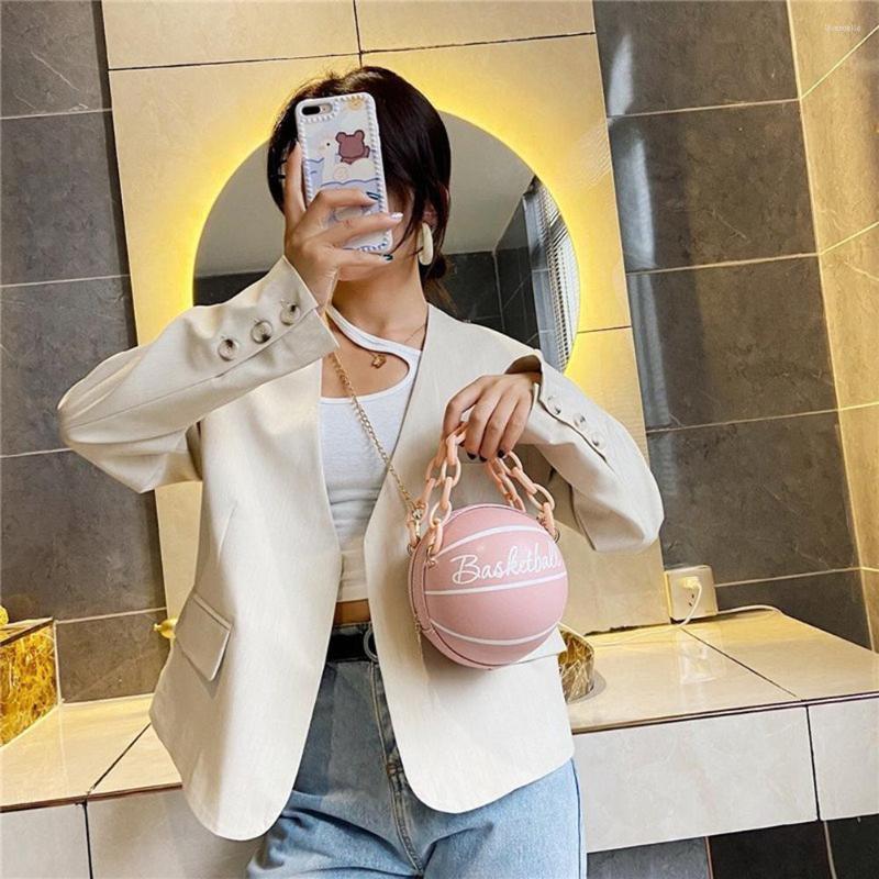 

Evening Bags Round Basketball Shoulder Totes Women Acrylic Chain Messenger Handbag Purse 2023 Fashion Trend Ladies, Auburn