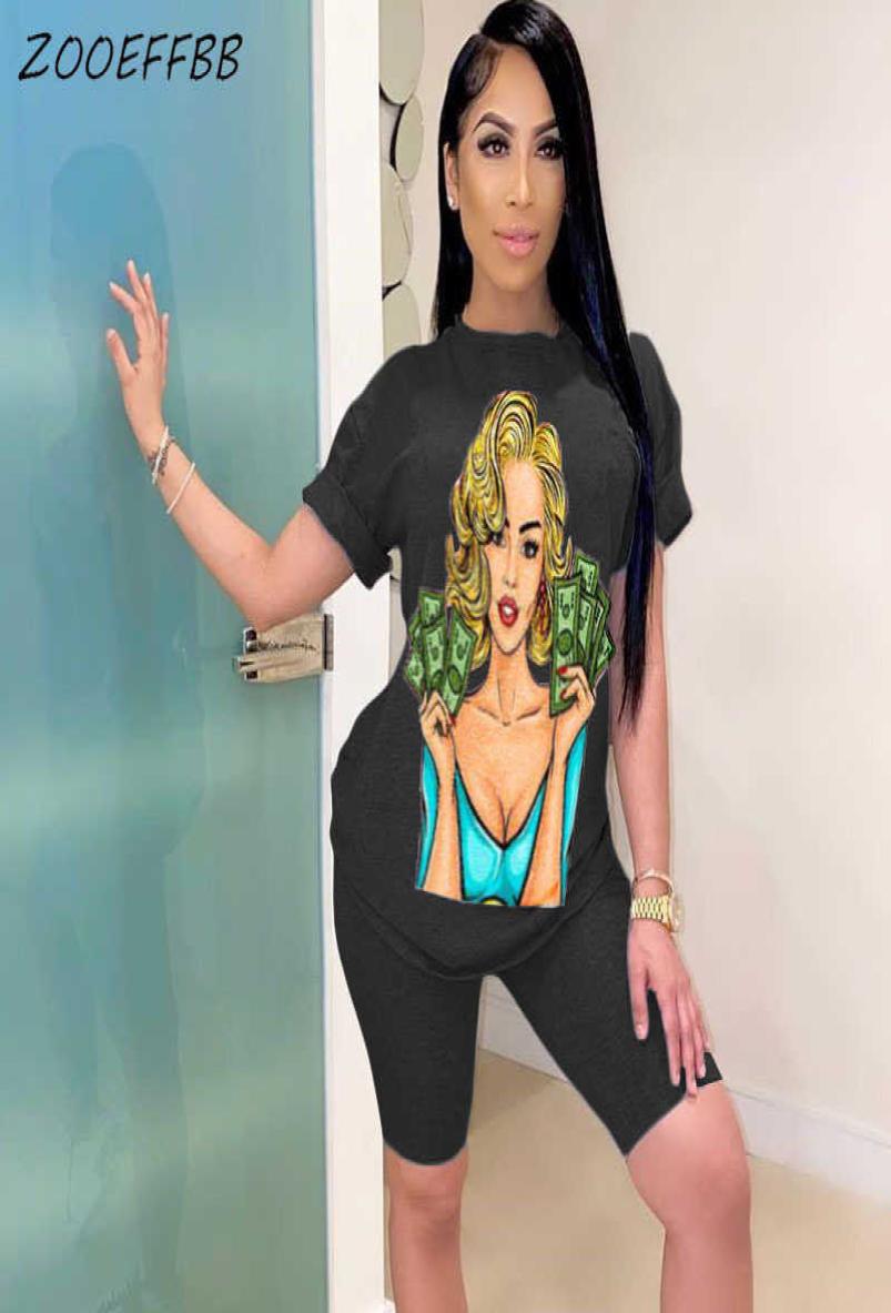 

ZOOEFFBB Two Piece Set Tracksuit Summer Clother Crop Top Biker Shorts Cute Lounge Wear Matching Sets 2 Piece Outfits for Women T205546245, Blue