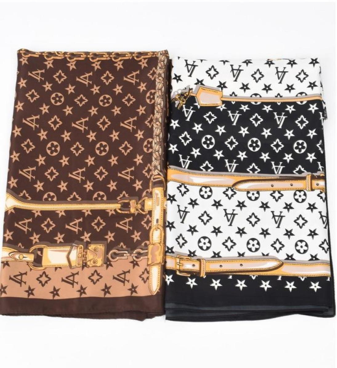 

2Colors Fashion Brand Classic Simple Letter Design Satin Luxury Square Scarf Outdoor Shawl Silk Turban Beach Wrap Women Scarves 907847631