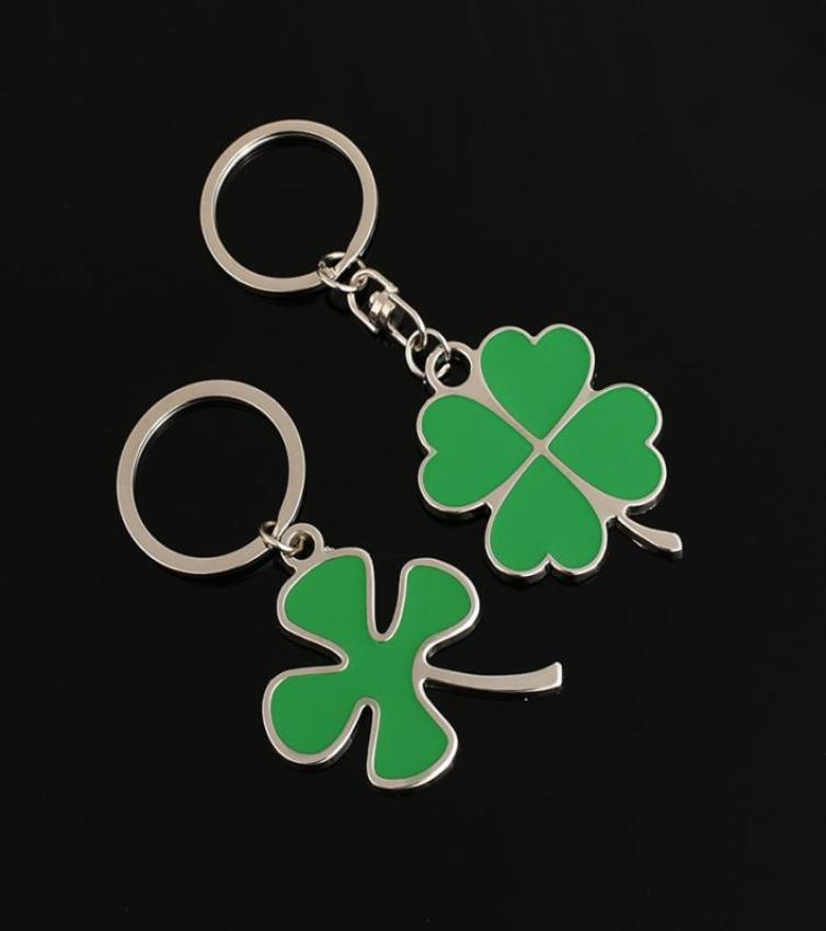 

IPARAM fashion new quality lucky grass green leaf key chain stainless steel four leaf clover lucky key chain jewelry7775516