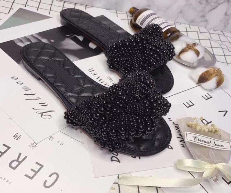 

Fashion Women039s Comfortable sandals Ladies Leather beach slipper shoes high quality Pearl slippers shoe female casual peep to9276199, Bronze