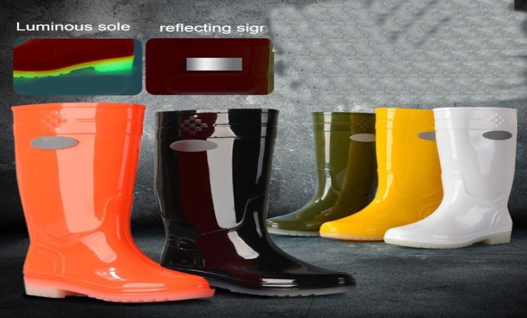 

Men women Rain Boots Multi Colour Luminous High Top Work Shoes Nonslip Kitchen Footwear z9302173991, Brown
