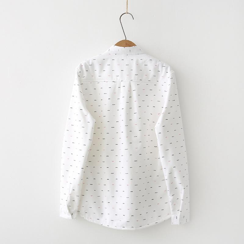 

Women' Blouses & Shirts Korean-style College Style Indie Beard Printed Thick Fleece Student Base Shirt Top, Blue