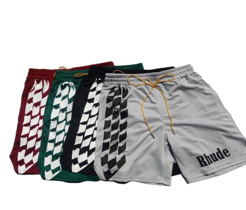 

2021New CrossBorder Lattice Printing Fitness Sports Shorts Couple Printing Drawstring Mesh Basketball Summer Casual Pants X07057680944, Red