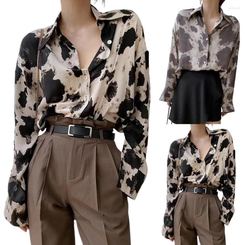

Women's Blouses 2023 Long Sleeve Leopard Print Streetwear Button Up Summer Shirts For Women Fashion Loose Mujer Office Lady Harajuku Tops, Black