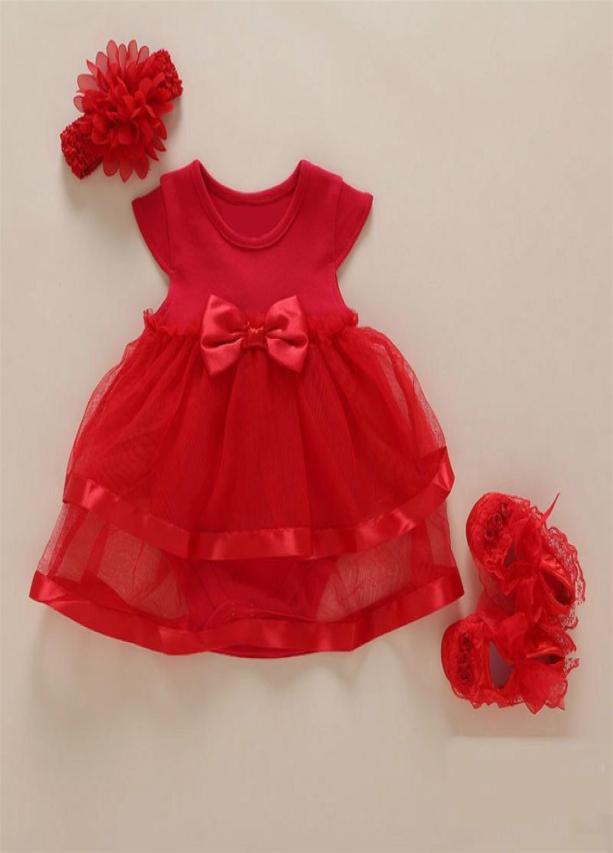

New Born Baby Dress Girl Summer White Bow Clothing With RompersShoesHeadband 3pcs set Fashion Dresses Jumpsuit6921278, Pink