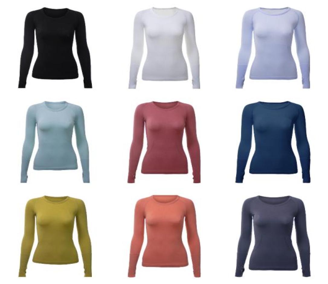 

LL Women039s Yoga Outfits Long Sleeve Solid Color Sports Shirts Shaping Running Excerise Gym Fitness Girls Silm Jogging Sportsw8325985, Black