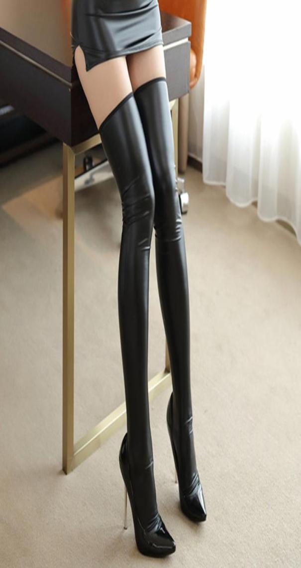 

Socks Hosiery Black Latex Stockings Women Plus Size Sexy Night Club Pole Dance Leather Stay Up Thigh High6944987, Beige