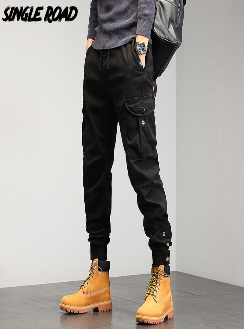 

Mens Cargo Pants Baggy Button Hip Hop Fashion Techwear Joggers Male Trousers Streetwear Casual 220422034643402, Black