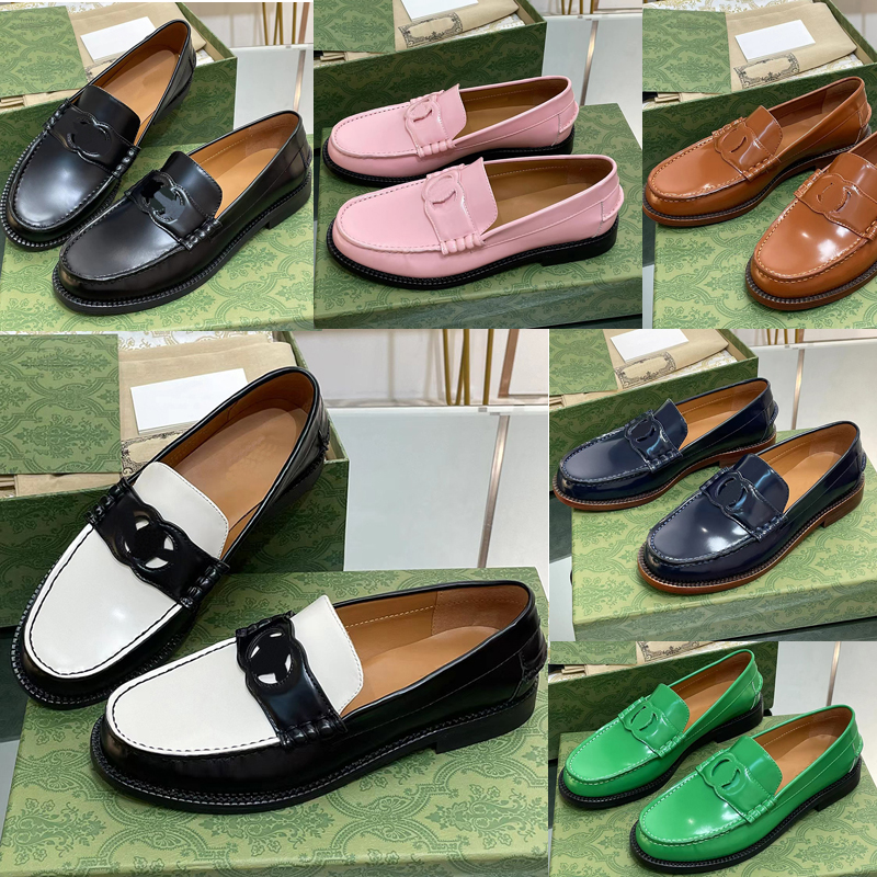 

2023 Four seasons Interlocking double G Loafers sandals womens designer luxury Leather Breathable soft sole Casual sandal ladys Round head Bean non-slip lazy shoes