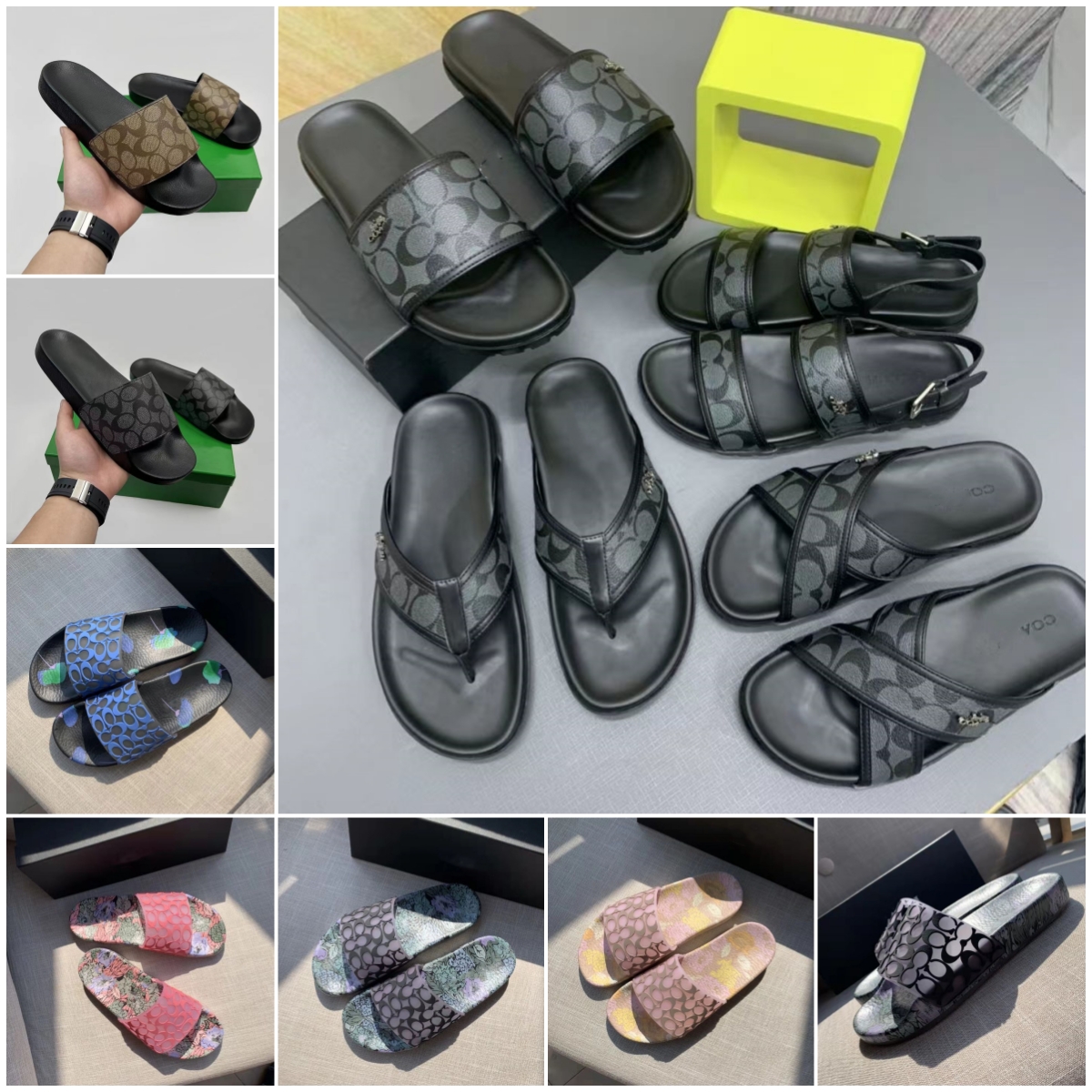 

Slippers Summer Designer Fashion Women Black Sandal Leather Luxury Classic Pattern Ladies Letter coach Beach