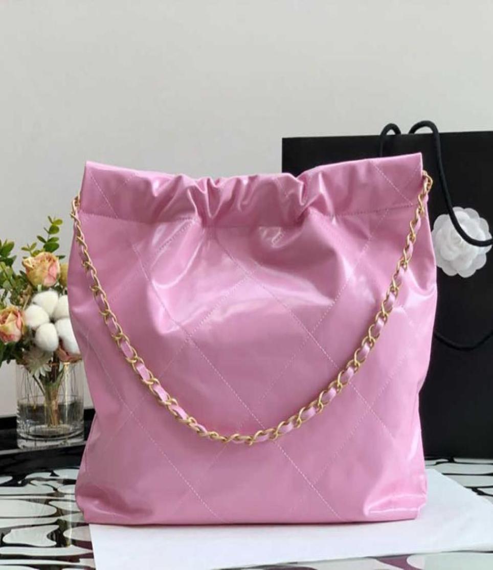 

9A Original Quality New Style 22 Bag Tote Designers Women Handbags AS3260 Designer Shoulder Handbag 35CM Shiny Calfskin Garbage Ba4951745, Nude