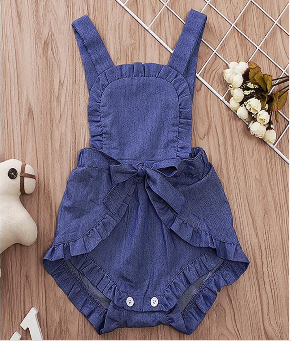 

Girl Square Collar Sleeveless Romper Baby Summer Jean Deep Blue Jumpsuit Infant Solid Color Clothes One Piece ZHT 2659409589, Red