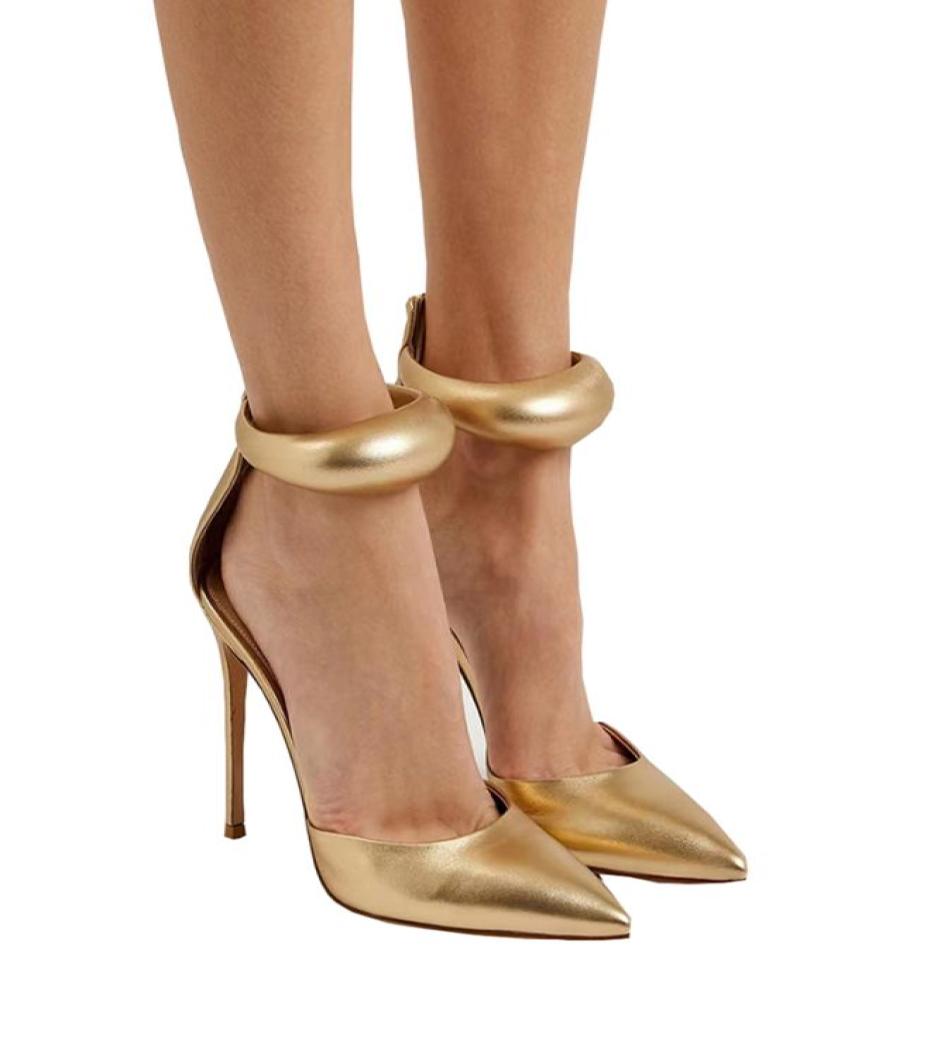

Gianvito Rossi stiletto Pumps Evening Shoes Back zipper Sandal Stiletto genuine leather 105mm pumps ankle strap super high Women7006386, Ivory