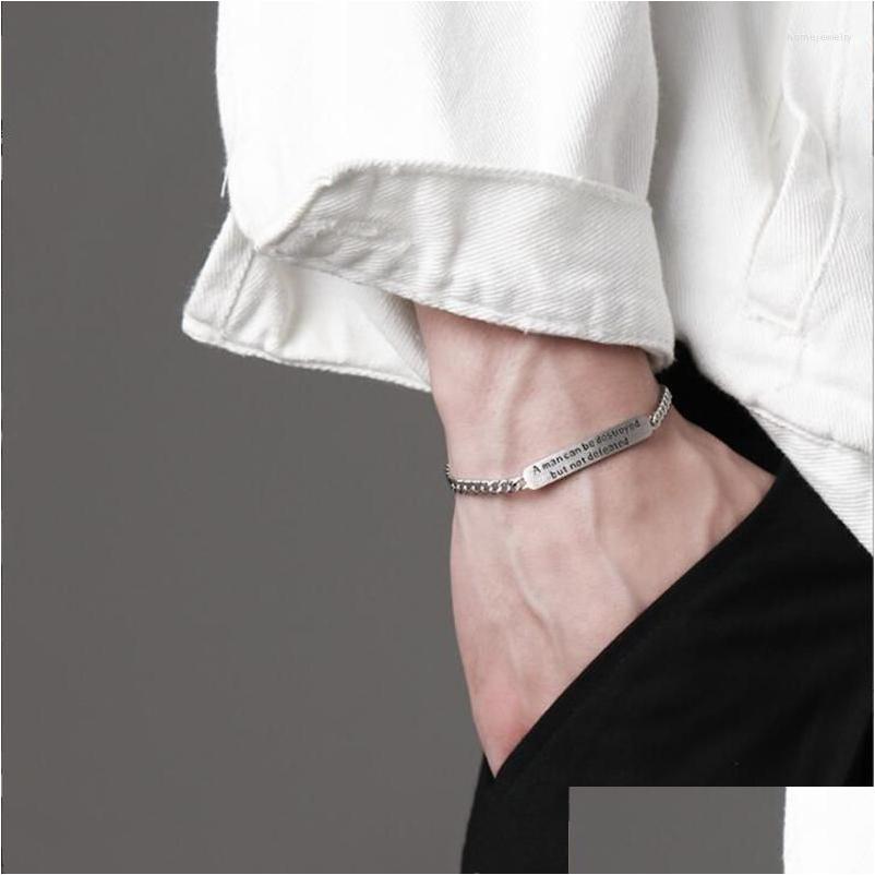 

Beaded Strand Abl047 A Man Can Be Destroyed But Not Defeatedsimple 925 Sier Plated Metal Chain Male Bracelet Boyfriend Gift Drop Del Dhexh
