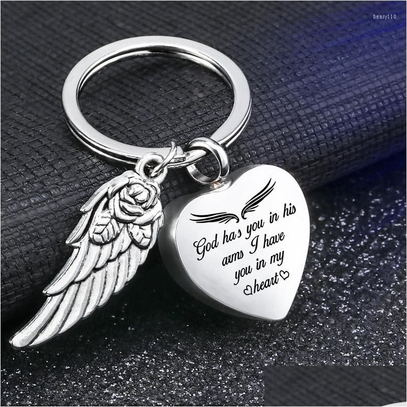 

Keychains Lanyards Funny Angel Wings Heart Urn Pendant Ashes Keychain Stainless Steel High Quality Accessories Drop Delivery Fashio Dhd2F