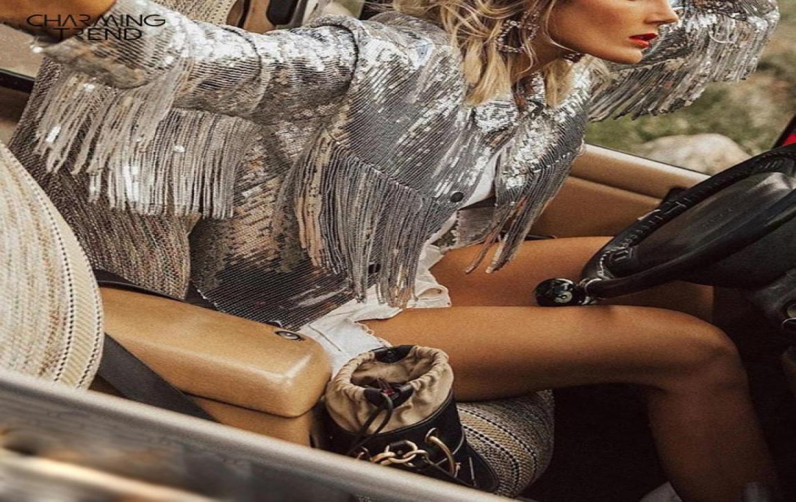 

Women039s Tassel Sequin Jacket Autumn Winter Streewear Rock BF Retro Longsleeved Silver Reflective Jacket Women Outwear Tops 23034560, Pink