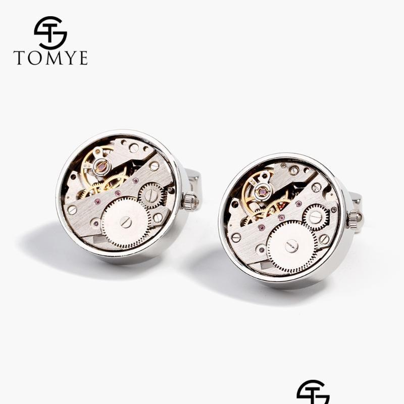 

Cuff Link And Tie Clip Sets Tomye High Quality Cufflinks For Men Business Stainless Stee Mechanical Movement Gear Shirt Sleeve Butto Dh7X2