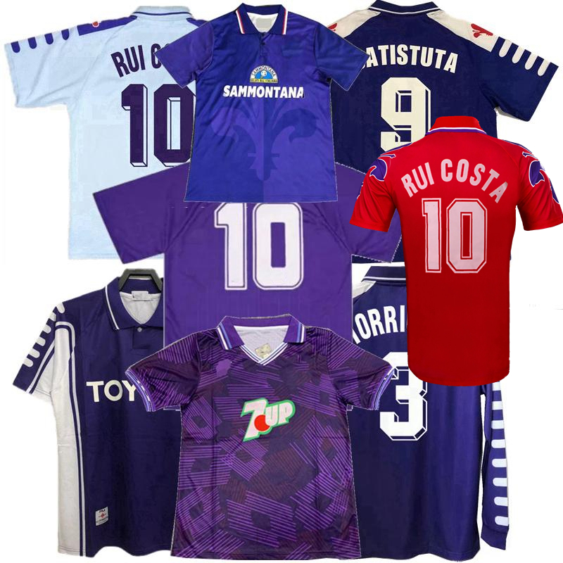 

Retro classic FiorentinaS soccer jerseys 1989 1990 92 93 94 95 96 97 98 99 2000 BATISTUTA R.BAGGIO DUNGA EDMUNDO RUI COSTA Retro football shirt, 92/93 away