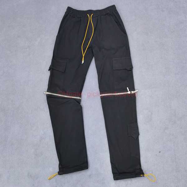 

Designer Fashion Clothing Casual Pant Rock Roll Rhude Correct Version Pocket Black Detachable Pill Zipper Drawcord High Street Double Section Overalls Streetwear